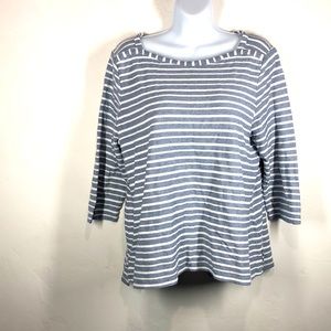 Croft & Barrow blue stripe top size petite large